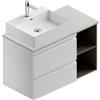Leroy Merlin Mobile da bagno sospeso Pull L 90 x H 56 x P 46 cm bianco e rovere cotto, 2 vani a giorno sinistra,completa di top in finitura urban argento, lavabo non incluso