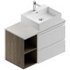 Leroy Merlin Mobile da bagno sospeso Pull L 90 x H 56 x P 46 cm bianco e rovere cotto, 2 vani a giorno, top argento a destra, lavabo non incluso