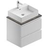 Leroy Merlin Mobile da bagno sospeso Pull con top L 60 x H 56 x P 46 cm bianco e grigio laccato opaco, 2 cassetti, lavabo non incluso