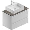 Leroy Merlin Mobile da bagno sospeso Pull con top L 80 x H 56 x P 46 cm bianco e grigio laccato opaco, 2 cassetti, lavabo non incluso