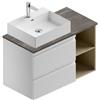 Leroy Merlin Mobile da bagno sospeso Pull L 90 x H 56 x P 46 cm bianco e rovere naturale, 2 vani a giorno a sinistra,completa di top in finitura pietra grey, lavabo non incluso