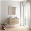 Leroy Merlin Mobile bagno sospeso con lavabo Linea L 90 x H 55 x P 46 cm rovere natura in truciolare 4 cassetti per doppia vasca