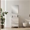 Leroy Merlin Mobile bagno sospeso con lavabo L 60 x H 56 x P 46 cm bianco opaco in mdf 3 cassetti per vasca centrale Pull, piedini non inclusi
