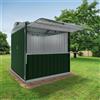 SAPIL Chiosco in acciaio verde 2.7 x 2.7 m, superficie esterna 7.42 m² e spessore parete 60 mm, senza pavimento porta a due ante, SAPIL Cuba con mensola verde