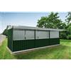 SAPIL Chiosco in acciaio verde 2.7 x 7.7 m, superficie esterna 21.39 m² e spessore parete 60 mm, senza pavimento porta a due ante, SAPIL Cuba verde