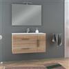 BADEN HAUS Mobile bagno sospeso con lavabo L 100 x H 55 x P 46 cm rovere bruge, 1 anta 2 cassetti per vasca centrale Master