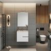 Leroy Merlin Composizione Eva 60 cm, con due cassetti, Noce Americano e Bianco Lucido, lavabo in ceramica, specchiera e lampada LED