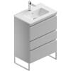Leroy Merlin Mobile bagno sospeso con lavabo Pull L 60 x H 56 x P 46 cm grigio artico opaco in mdf 3 cassetti per vasca centrale , piedini non inclusi