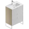 Leroy Merlin Mobile bagno da terra con lavabo L 60 x H 93 x P 39 cm natura/bianco in mdf 3 cassetti per vasca centrale Quadra