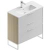 Leroy Merlin Mobile bagno da terra con lavabo L 80 x H 93 x P 39 cm natura/bianco in mdf 3 cassetti per vasca centrale Quadra