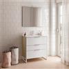 Leroy Merlin Mobile bagno da terra con lavabo L 80 x H 93 x P 46 cm natura/bianco in mdf 3 cassetti per vasca centrale Quadra