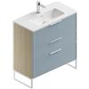 Leroy Merlin Mobile bagno da terra con lavabo L 80 x H 93 x P 39 cm natura/cielo in mdf 3 cassetti per vasca centrale Quadra