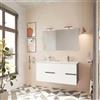 Leroy Merlin Composizione Eva sospeso L 120 x P 44 x H 50 cm, con due cassetti, Noce Americano e Bianco Lucido, lavabo in ceramica, specchiera e lampada LED