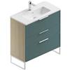 Leroy Merlin Mobile bagno da terra con lavabo L 80 x H 93 x P 39 cm natura/mirto in mdf 3 cassetti per vasca centrale Quadra