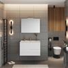 Leroy Merlin Composizione Eva 80 cm, con due cassetti, Bianco Lucido, lavabo in ceramica, specchiera e lampada LED