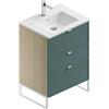 Leroy Merlin Mobile bagno da terra con lavabo L 60 x H 93 x P 46 cm natura/mirto in mdf 3 cassetti per vasca centrale Quadra