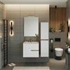 Leroy Merlin Composizione Eva 60, con due cassetti, cm Rovere naturale e Bianco Lucido, lavabo in ceramica, specchiera e lampada LED