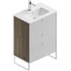 Leroy Merlin Mobile bagno da terra con lavabo L 60 x H 93 x P 39 cm cotto/bianco in mdf 3 cassetti per vasca centrale Quadra