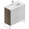 Leroy Merlin Mobile bagno da terra con lavabo L 80 x H 93 x P 39 cm cotto/bianco in mdf 3 cassetti per vasca centrale Quadra
