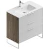 Leroy Merlin Mobile bagno da terra con lavabo L 80 x H 93 x P 46 cm cotto/bianco in mdf 3 cassetti per vasca centrale Quadra