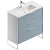Leroy Merlin Mobile bagno da terra con lavabo L 80 x H 93 x P 39 cm bianco-cielo in mdf 3 cassetti per vasca centrale Quadra