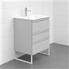 Leroy Merlin Mobile bagno sospeso con lavabo Pull L 60 x H 56 x P 46 cm artico in mdf 3 cassetti per vasca centrale , piedini non inclusi