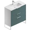 Leroy Merlin Mobile bagno da terra con lavabo L 80 x H 93 x P 39 cm bianco/mirto in mdf 3 cassetti per vasca centrale Quadra