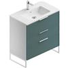 Leroy Merlin Mobile bagno da terra con lavabo L 80 x H 93 x P 46 cm bianco/mirto in mdf 3 cassetti per vasca centrale Quadra