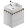 Leroy Merlin Mobile da bagno sospeso Pull con top L 60 x H 56 x P 46 cm bianco e rovere laccato opaco, 2 cassetti, lavabo non incluso