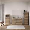Leroy Merlin Mobile bagno da terra con lavabo L 120 x H 92 x P 51 cm rovere sable, 1 anta 4 cassetti per vasca a destra Solid
