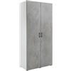 TERRANEO Mobile Multiuso L 90 x H 195 x P 45 cm bianco e grigio cemento