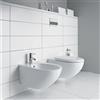 Leroy Merlin Coppia sanitari scarico a parete architect bianco lucido WC: P 55 x L 38 x H 56 cm, bidet: P 60 x L 38.5 x H 24 cm
