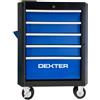 DEXTER Carrello per officina DEXTER CAB01 in acciaio 4 ruote 5 cassetti 1 ripiani, L 72 x P 48 x H 94 cm