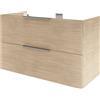 SENSEA Mobile da bagno sospeso sotto lavabo L 105 x H 64 x P 48 cm rovere lucido, 2 cassetti SENSEA Neo