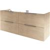 SENSEA Mobile da bagno sospeso sotto lavabo L 150 x H 64 x P 48 cm rovere naturale, 2 cassetti Neo, Maniglie acquistabili separatamente