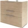 SENSEA Mobile da bagno a terra L 90 x H 84 x P 48 cm rovere naturale, 3 cassetti SENSEA Neo Line, Maniglie acquistabili separatamente