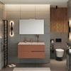 Leroy Merlin Mobile bagno Eva 100 cm, completo di lavabo in ceramica e specchio a filo con Led, 2 cassetti rovere moka e mattone cannettato