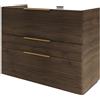 SENSEA Mobile da bagno a terra L 105 x H 84 x P 48 cm noce, 3 cassetti SENSEA Neo Line, Maniglie acquistabili separatamente