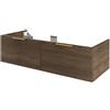 SENSEA Mobile da bagno sospeso sotto lavabo L 120 x H 64 x P 48 cm noce lucido, 2 cassetti 2 ante SENSEA Neo Frame, Maniglie acquistabili separatamente