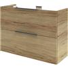 SENSEA Mobile da bagno sospeso sotto lavabo L 90 x H 75 x P 35 cm rovere miele, 3 cassetti Apertura push-pull SENSEA Neo, Maniglie acquistabili separatamente