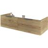SENSEA Mobile da bagno sospeso sotto lavabo L 120 x H 64 x P 48 cm rovere lucido, 2 cassetti, 2 ante Apertura push-pull SENSEA Neo Frame, Maniglie acquistabili separatamente