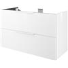 SENSEA Mobile da bagno sospeso sotto lavabo L 105 x H 50 x P 46 cm bianco, 2 cassetti Neo, Maniglie acquistabili separatamente