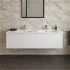 SENSEA Mobile da bagno sospeso sotto lavabo L 150 x H 32 x P 48 cm bianco, 2 cassetti 2 ante Neo, Maniglie acquistabili separatamente