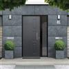 Master Porta blindata MASTER Jack con vetro L 80 x H 210 cm in PVC grigio/bianco, apertura spingere a sinistra, falso telaio incluso