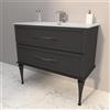 Leroy Merlin Mobile bagno sospeso con lavabo L 100 x P 46 cm grigio grafite 2 cassetti per vasca centrale Tiffany