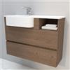Leroy Merlin Mobile bagno sospeso con lavabo L 100 cm frassino scuro 2 cassetti per vasca centrale Paris