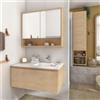 SENSEA Mobile bagno sospeso con lavabo L 90 x H 40 x P 48 cm rovere chiaro per vasca a sinistra Natural