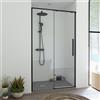 SANYCCES Porta doccia scorrevole L 158-160 cm x H 200 cm per nicchia in vetro trasparente SP. 8 mm, profilo opaco nero, serie Fit