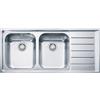 Franke Lavello integrato 2 vasche in inox argento FRANKE Neptune L 51 x L 116 cm, sgocciolatoio a destra