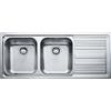 Franke Lavello integrato 2 vasche in inox argento FRANKE Logica line L 50 x L 116 cm, sgocciolatoio a destra